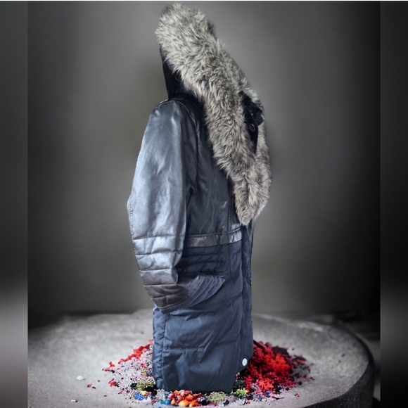 Point Zero Quilted Black Parka Coat Ladies Size M - Picture 2 of 11